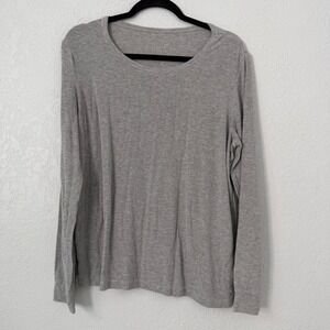 Cozy Earth Womens Ribbed Knit Long Sleeve Top Heather Grey Small
